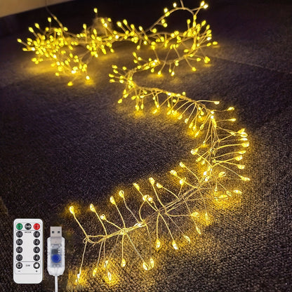 USB Lights String, Fireworks String, 8 Modes with Remote Control and Timer, Suitable for Bedroom Room Garland Wedding Christmas Tree Decoration, Wedding Garland, Christmas Tree Decoration, Remote Control Lights, Timer Lights,
