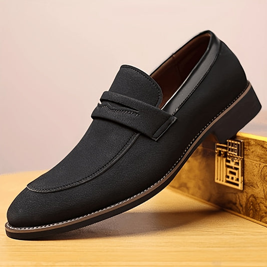 Classic Matte PU Loafers with Low Heel and Round Toe