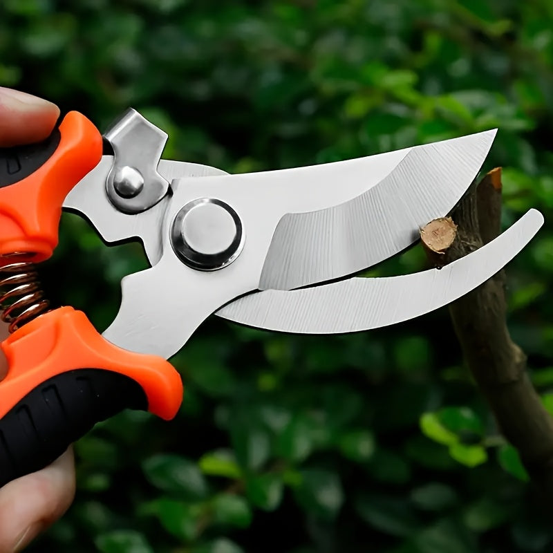Heavy-Duty Professional Stainless Steel Pruner with Comfort Grip, Multi-Functional Garden Shears and Secateurs - Non-Slip Ergonomic Design for Effortless Spring Assisted Opening & Closing; Sharp Blades Cut Thick Branches With - ayq