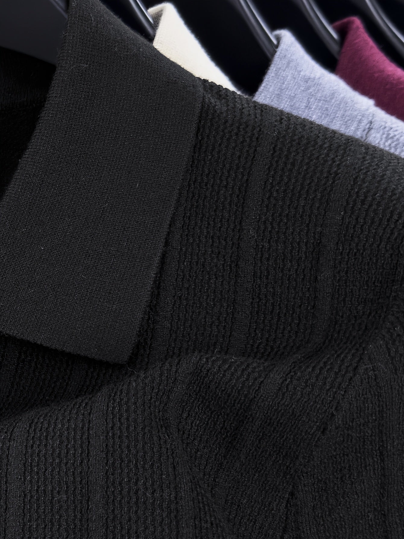 Men's Spring/Fall Knit Polo Shirt with Half-Zip Lapel