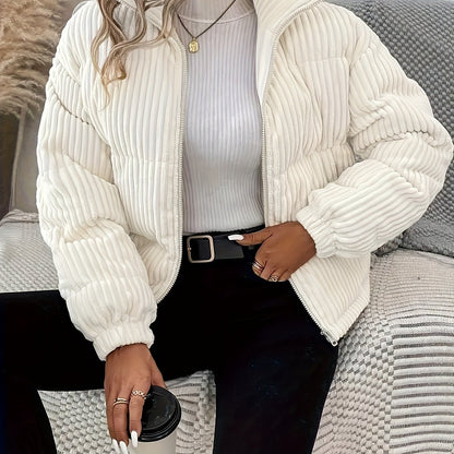 Women's White Jacket Winter Warm Short Short-Length Coat - Short-Waisted Collar & White -Like-Look (No) Trim, Hand Washable Outerwear for Casual &, Versatile Outer Layer for Dresses/Skirts
