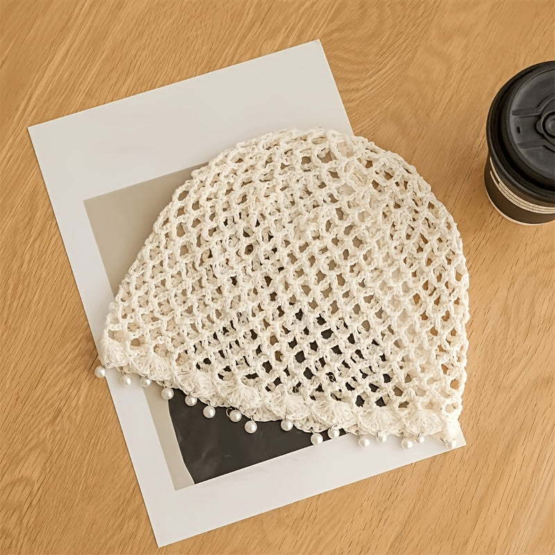 Lightweight Gray Crochet Hand-Hollow Brimless Hat for Women