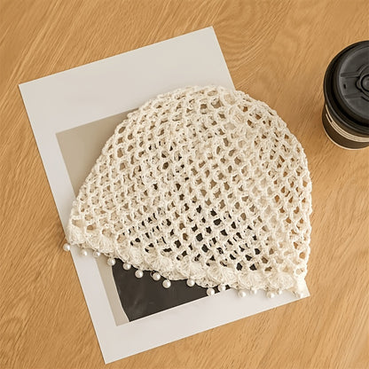 Lightweight Gray Crochet Hand-Hollow Brimless Hat for Women