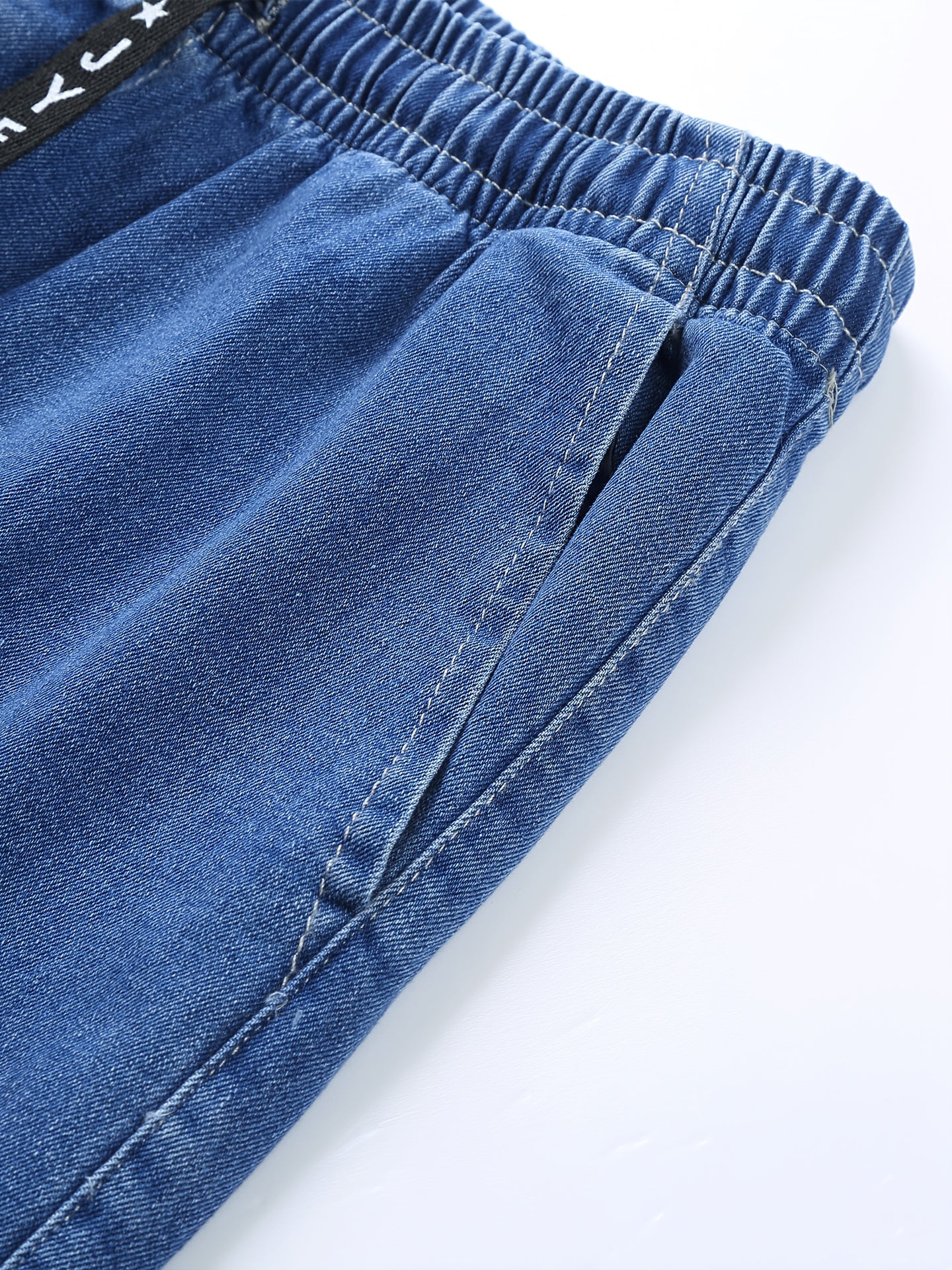 Men's Slim Fit Denim Cargo Pants with Elastic Waistband