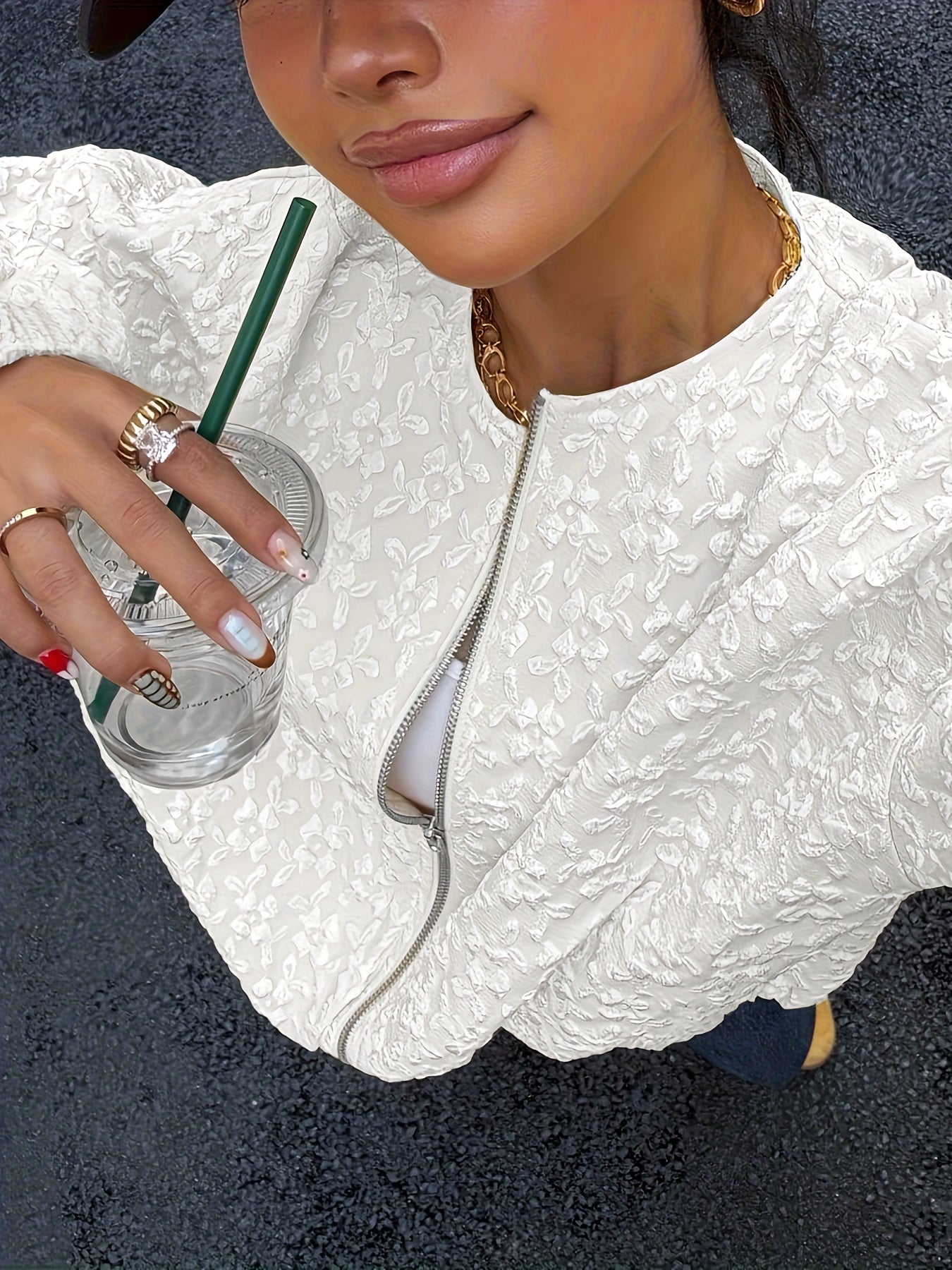 Solid Color Zip-Up Casual Jacket