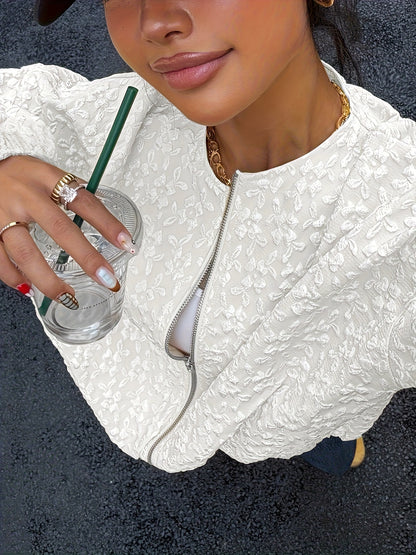 Solid Color Zip-Up Casual Jacket