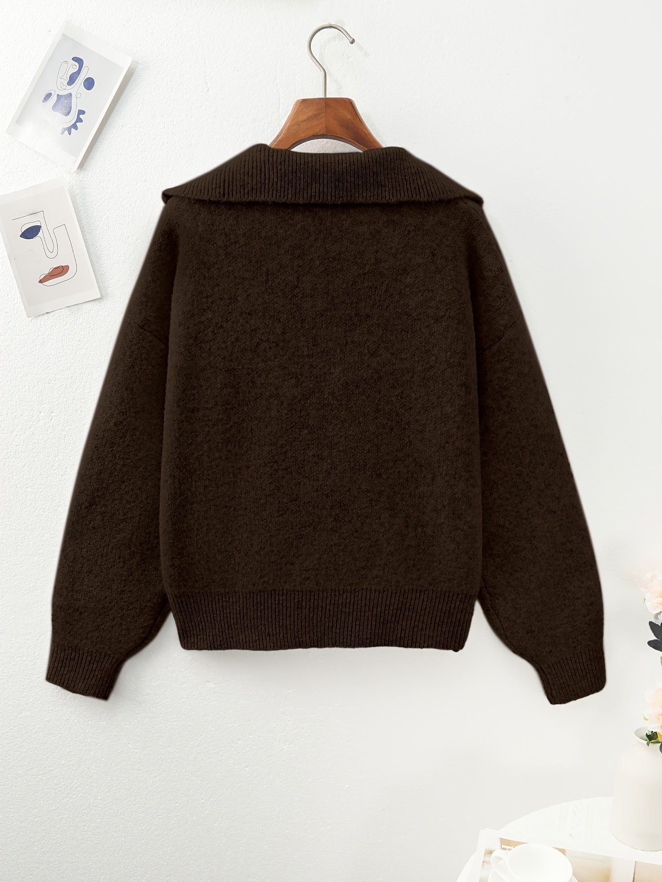 Vintage V-Neck Pullover Sweater for Women - Soft Fall Knit
