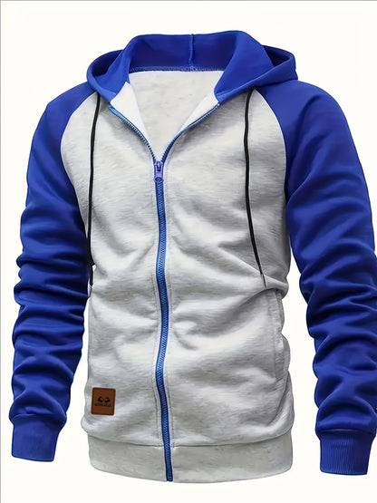 New Men's Colorful Loose Casual Sports Jacket, Zipper Hoodie for Outdoor Use, Simple Autumn Top