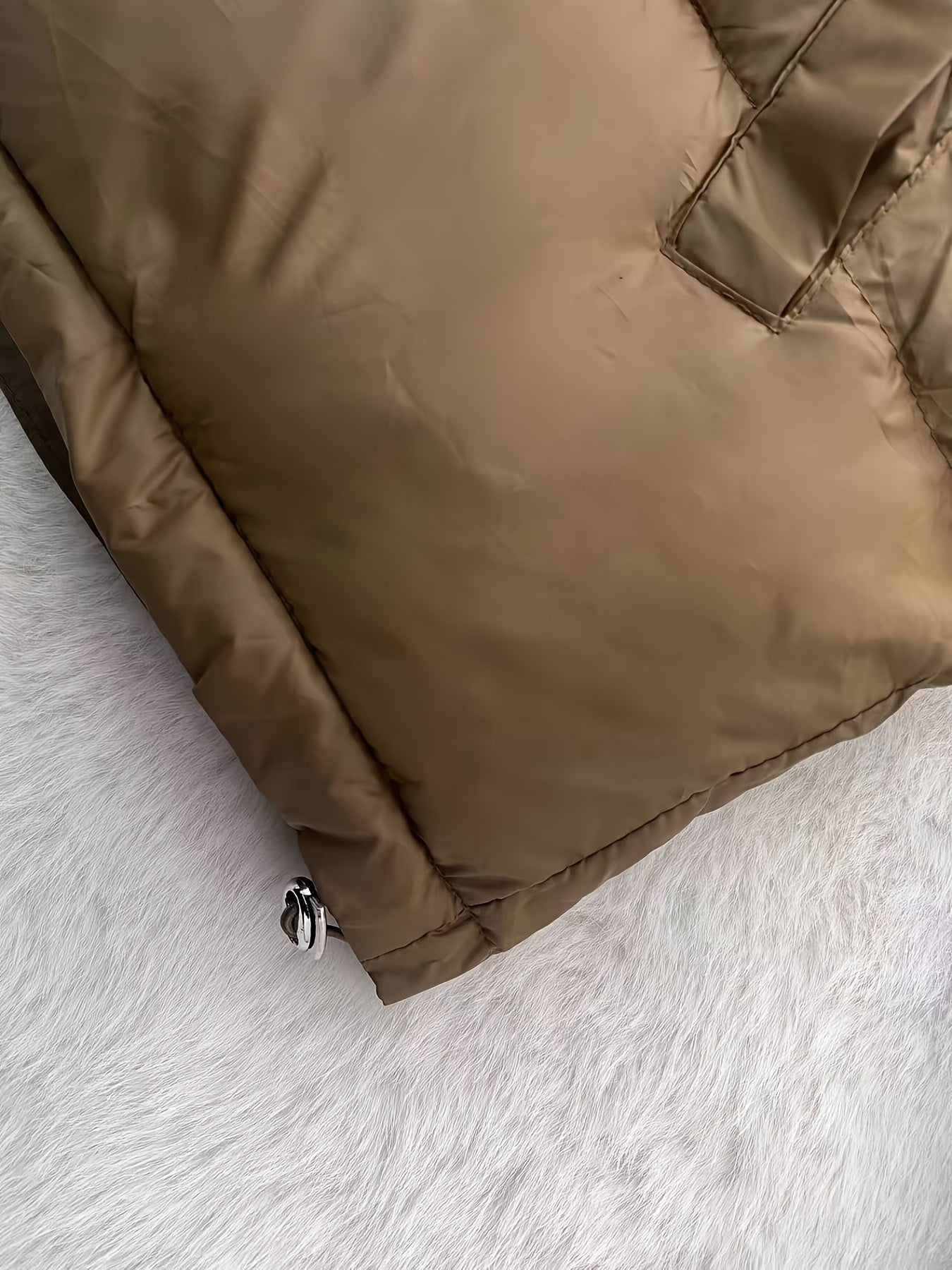 Women'S Stylish Winter Zip-Up Hooded Jacket - Casual Thickened Outerwear with Pockets, Long Sleeve, Non-Stretch Fabric, Solid Color, 100g/m², Perfect for Cold Weather, Winter Clothes