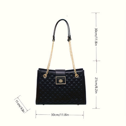 Women'S Vintage Classic Quilted Shoulder Bag, Stylish Chain Crossbody Bag, Easy Casual Commuting Tote