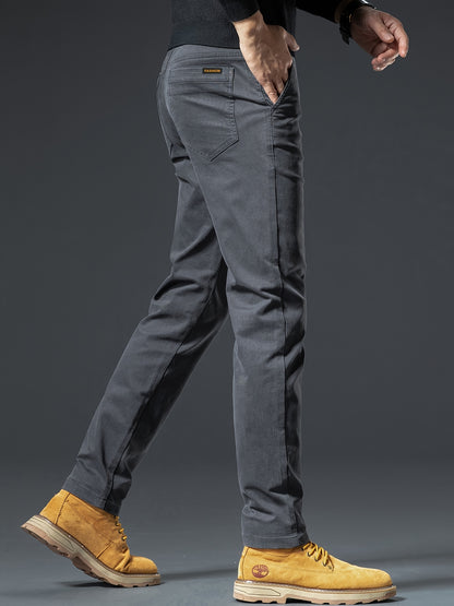 Men's Slim Fit Cotton Stretch Straight-Leg Pants for Spring & Fall