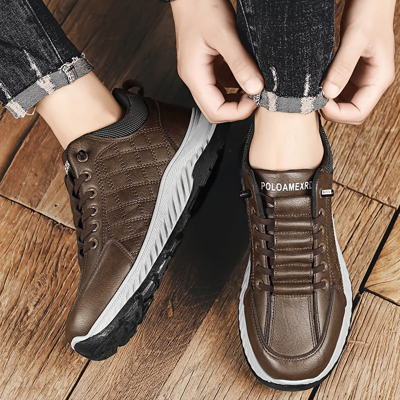 Men's Casual Business Shoes - Low-Top Round Toe, PU Upper, PVC Sole, EVA Insole, Slip-On Design for All Seasons, Solid Color, Comfortable  Stylish for Casual Attire