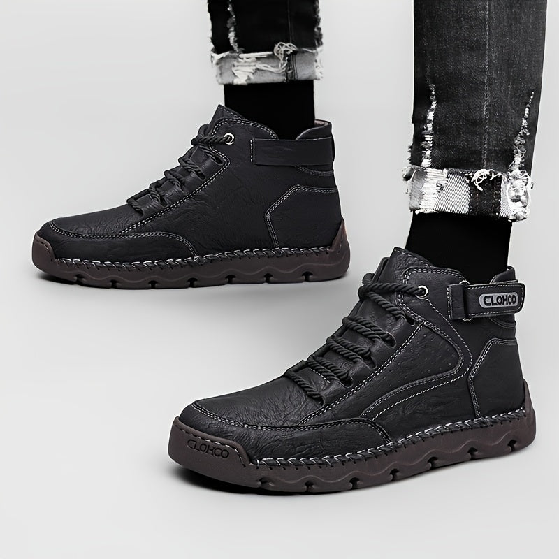 Men's Casual Mid-Top Lace-Up Rubber Sole Sports Shoes