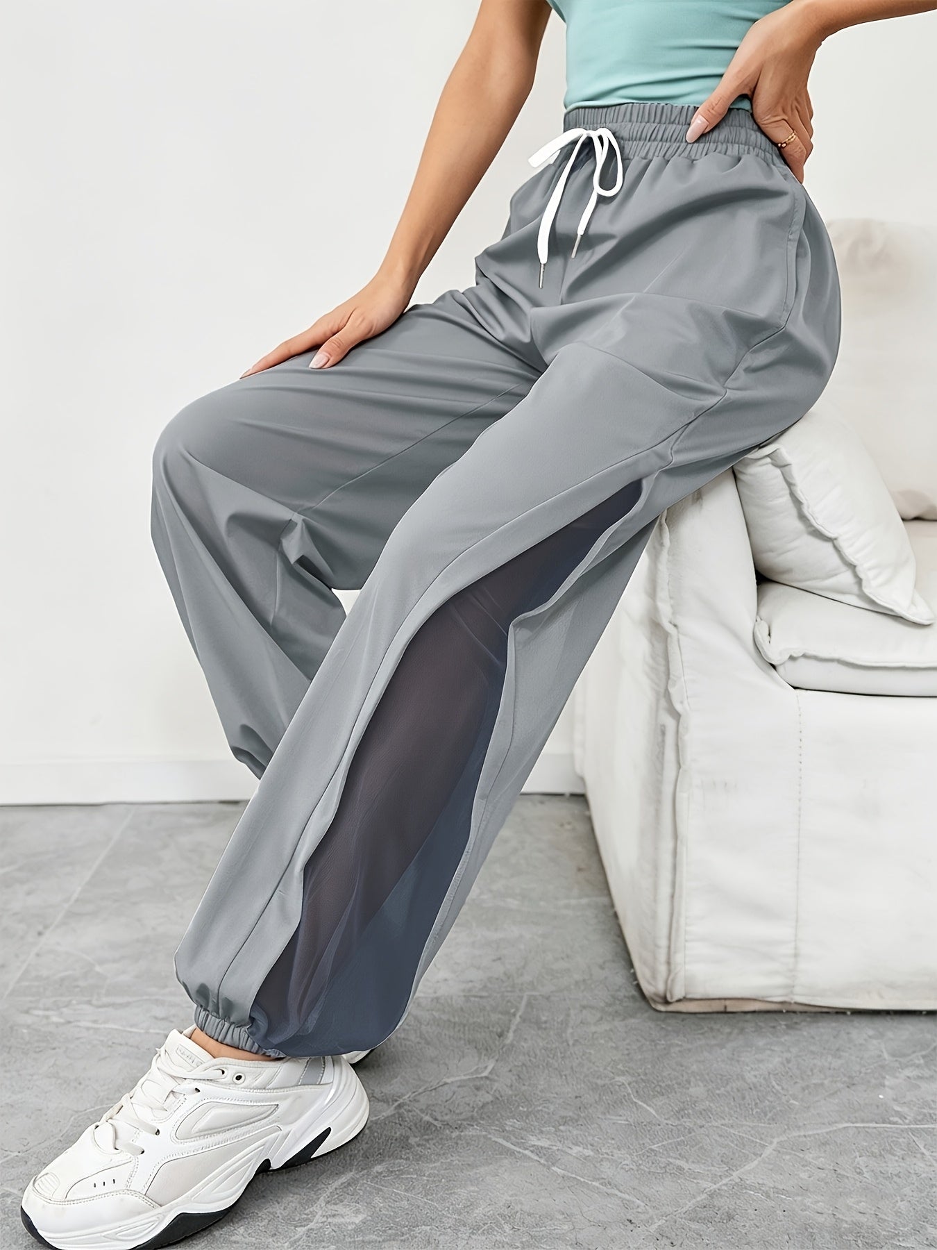 Women's Loose-Fit Quick-Dry Sports Pants with Mesh Panels