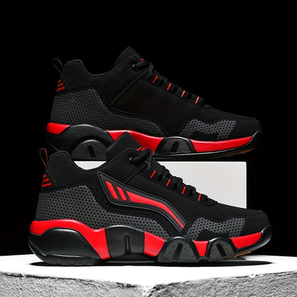 Men's Casual Sporty Sneakers - High Quality PU Upper, Non-Slip Rubber Sole with Cushioned Comfort  Inner Arch Support, Low-Top Lace-Up Design for All-Day Wear (Black/White) - Spring/Fall/Winter Seasonal Versatility, Comforta