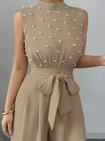 Sleeveless High-Neck Wide-Leg Jumpsuit