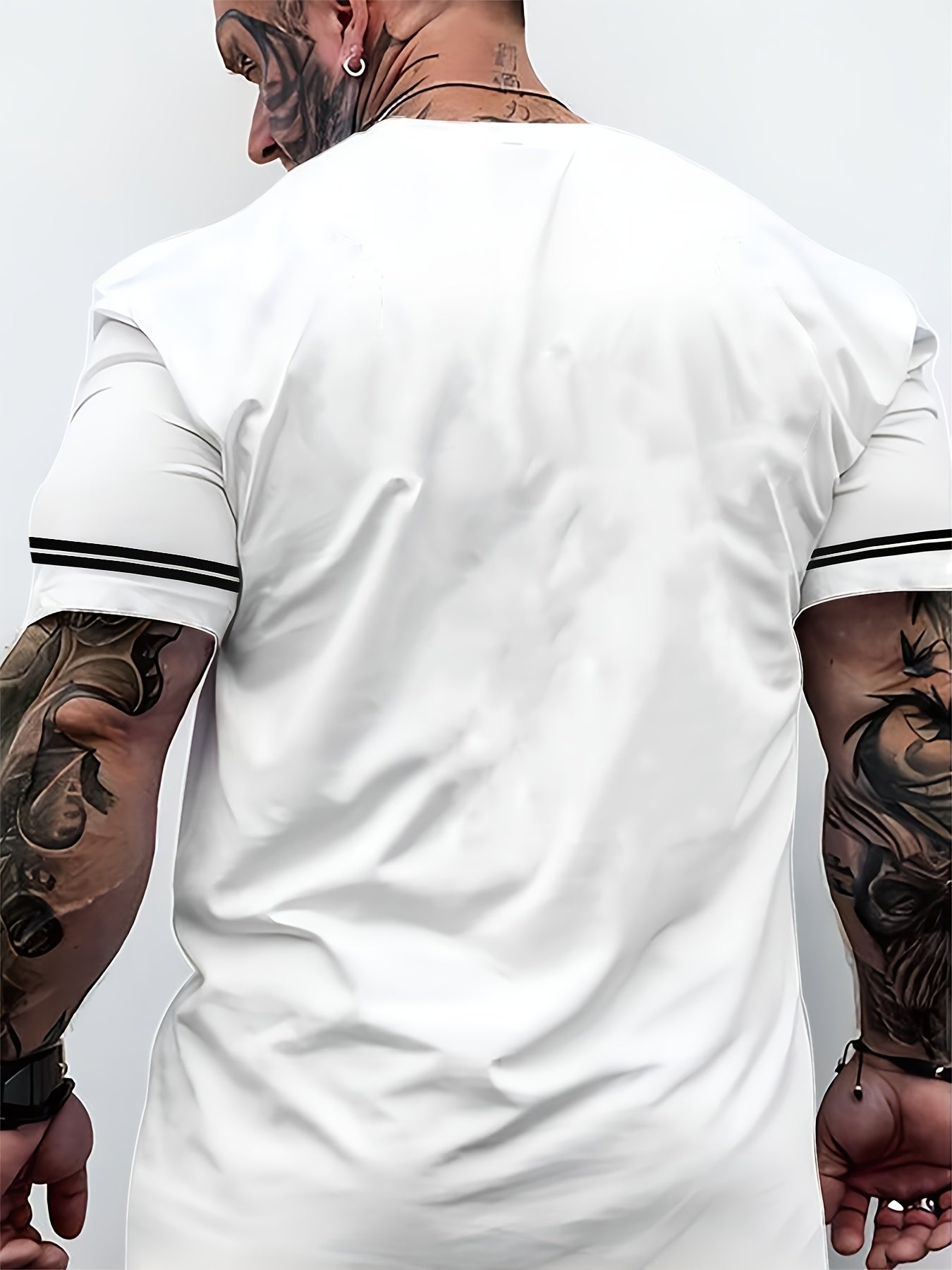 Men'S "Freedom" Graphic T-Shirt - Black Casual Crew Neck Tee with White Stripes, Breathable Polyester Blend, Regular Fit for Casual Attire, Everyday Tshirt   Bold Print Tee   Comfortable Fit, Knit