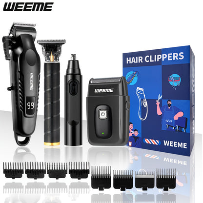 WEEME 4pcs Rechargeable Electric Grooming Kit for Men - Hair Clipper Electric Foil Shavers and Beard Trimmers, Ear, Nose Hair Trimmer Set, USB Charged - Perfect Holiday Gift - ayq