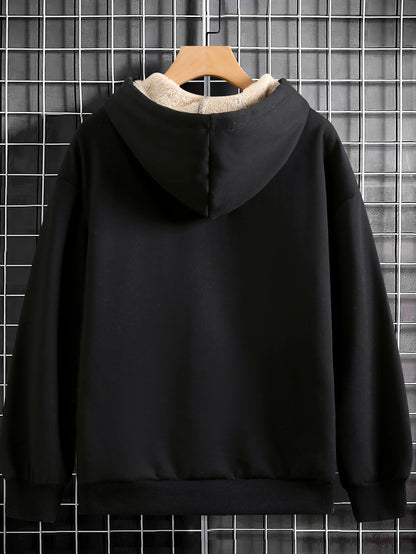 Christmas & Merry Christmas Letter Element Printed Women's Lined Hooded Sweatshirt, Thick and Warm Polyester Fabric Jacket, Suitable for Casual Composite Fabric Warm Clothing for Autumn and Winter Season