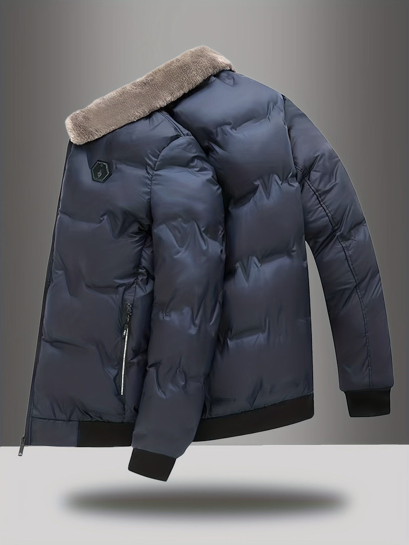 Men'S Heavy-Duty Winter Coat - Full-Zip Cold Weather Jacket with Zippered Pockets, Non-Stretch Fabric, Elegant Lapel Collar - Formal & Everyday Outerwear for Men, Winter Jacket, Seasonal Fashion, Classic Design, Durable Const