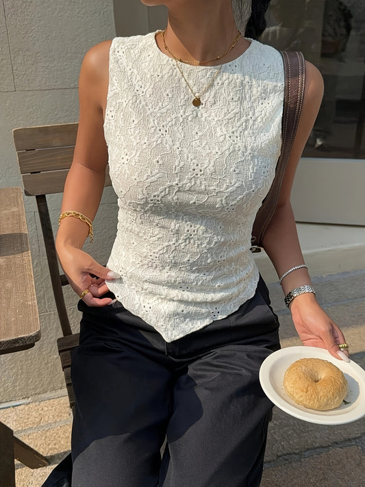 Elegant Strapless Floral Knit Top with Semi-Sheer Detail