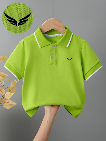 Kids' Summer Polo Shirts with Bird Patterns, Cotton Blend