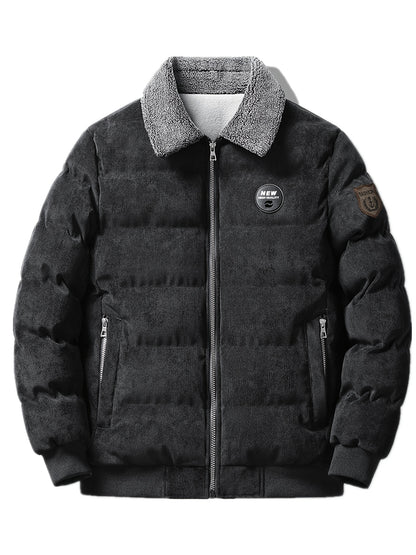 Men'S Heavyweight Winter Coat - Thick Insulated Jacket with Zipper Closure, Formal & Casual Outerwear for Cold Weather, Travel, Everyday - Black/Tan, Polyester Lining, Non-Stretch Fabric, Travel Clothing, Classic Design, Dura