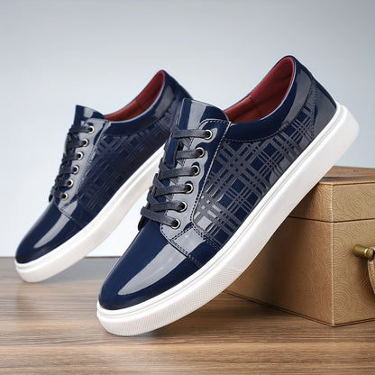 Sneakers, Shoes, White Rubber Sole, Exquisite Lattice Embossing on The Side, Lace-Up Round Toe, Versatile for Everyday Wear in All Four Seasons - ayq