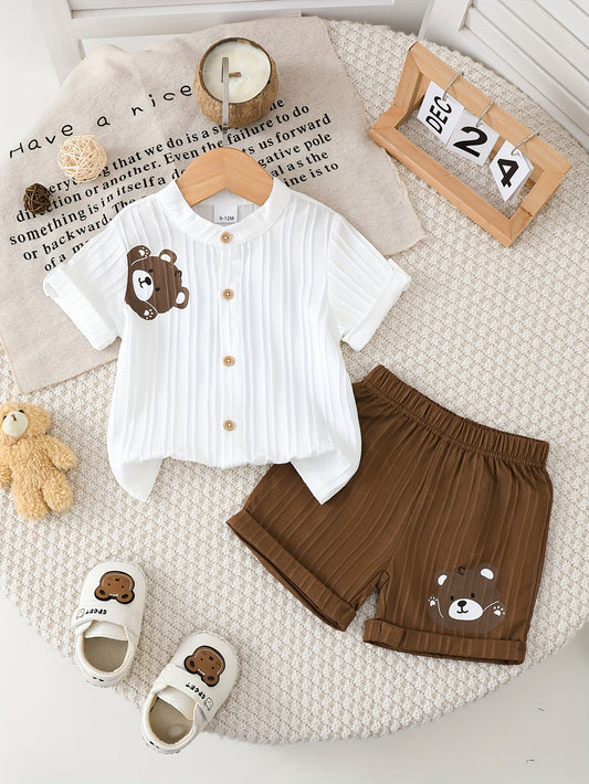 Cute Baby Girl Summer Cardigan & Striped Shorts Set