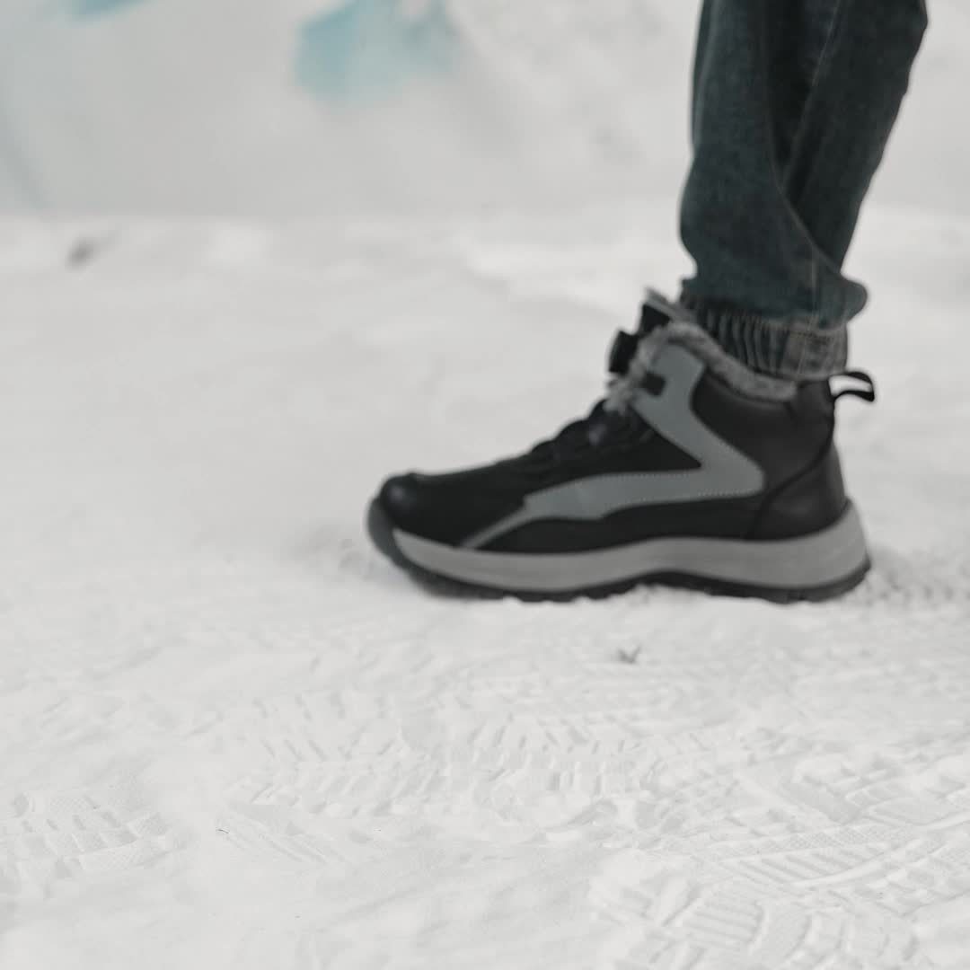 MAINALUN Men'S High-Top Winter Snow Boots - Heavy-Duty Warm Hiking Shoes with Plush Lining, Non-Slip PVC Sole, All-Terrain Traction - Heavy-Duty Winter Boots for Skiing, Snowboarding, Ice Fishing - Lightweight & Warm - Ideal