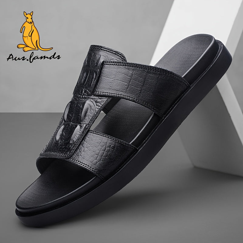 Men's Casual Cow Leather Slide Sandals - All-Season Comfort