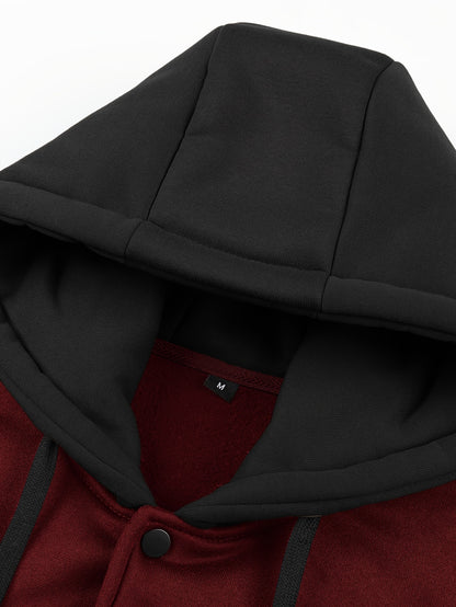 Men's 'BROOKLYN' Pattern Color Blocking Hooded Jacket, Casual Preppy Style Coat For Spring And Autumn Outdoors As Gift