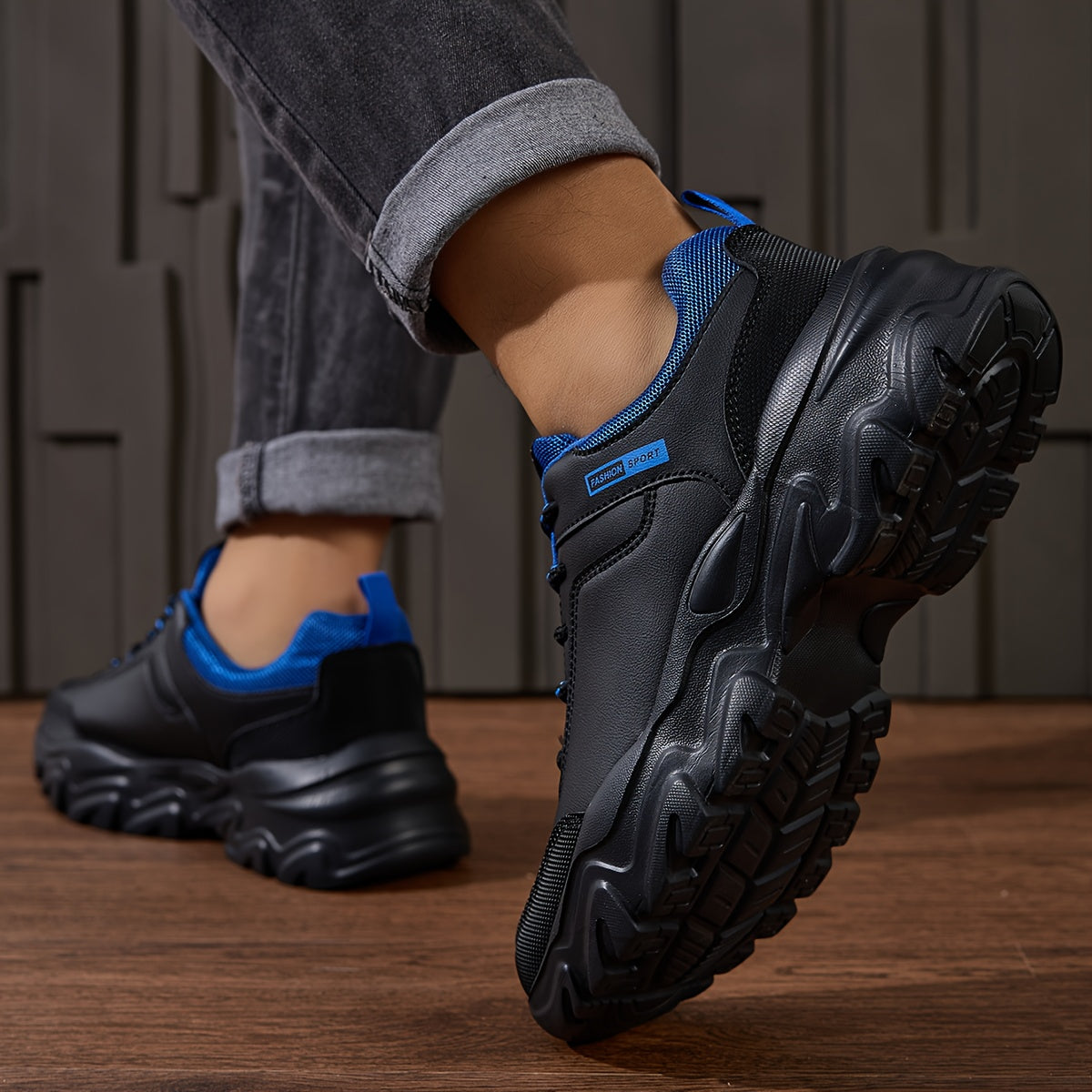 Men'S PU Lace-Up Comfortable Casual Shoes, Trendy Sports Shoes with Lightweight MD Soles for Outdoor Use, Ideal for Elderly Leisure Walking - ayq