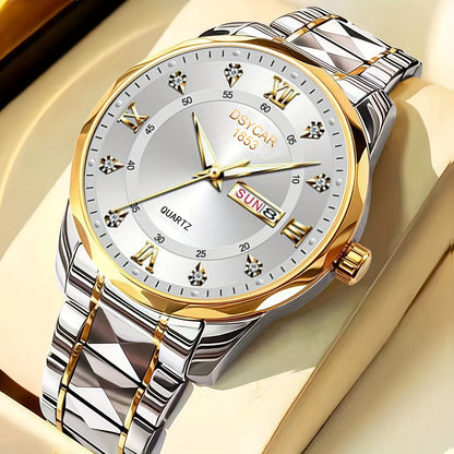 1pc Men's Elegant Watch with Date Display, Stylish Stainless Steel Strap, Quartz Movement Dress Watch, Suitable for Formal and Casual Attire - The Ideal Gift for Him