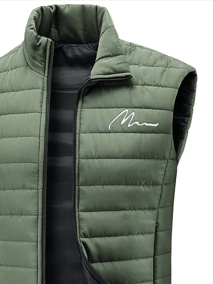 Men's Sleeveless Casual Polyester Vest - Lightweight & Warm