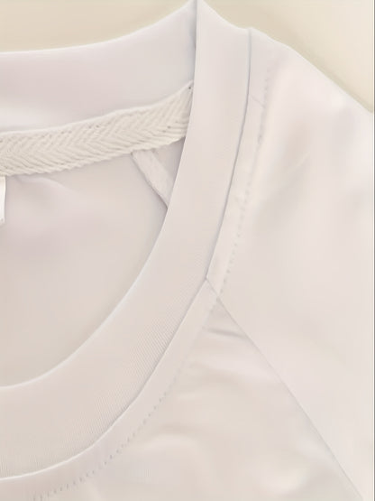 Men'S High-Elastic Breathable Short Sleeve Athletic Shirt - Summer Running  Training Top with "KING" Crown Print, High Stretch Microfiber, White, Gym Wear   Bold Design   Subtle Sheen Finish, Gym Wear Shirts
