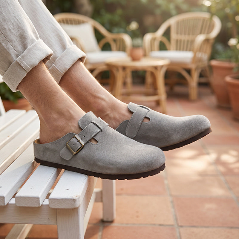 Men's Comfortable Backless Slip-On Slippers with Thick Sole
