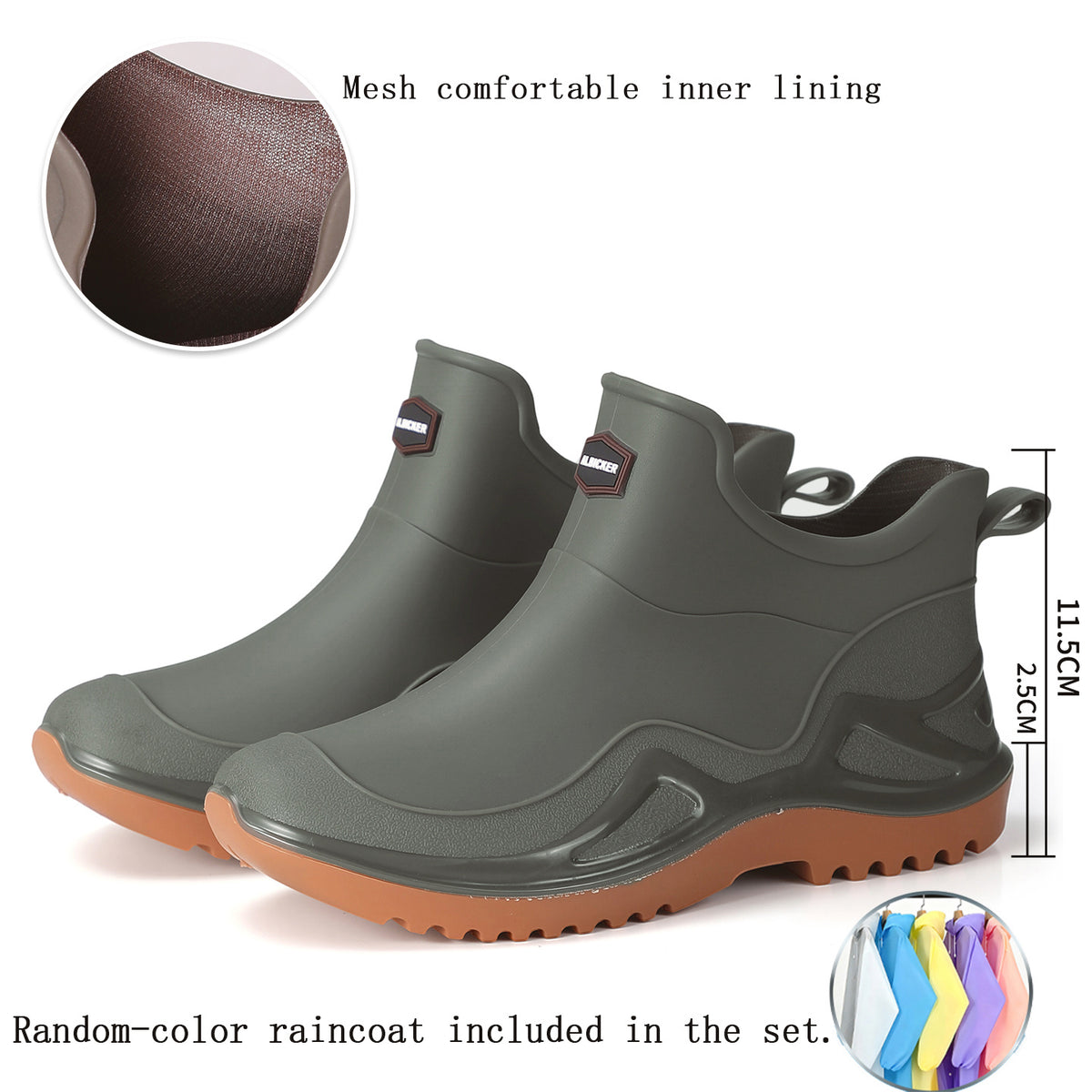 Men's Lightweight Short Rain Boots with Slip-On Comfort