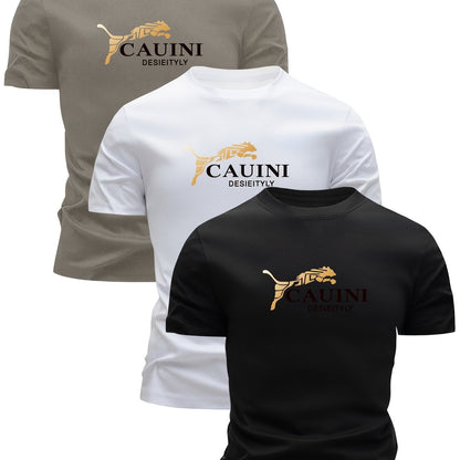 3pcs Men'S Heavyweight 100% Cotton T-Shirts - Breathable Crew Neck Tees, Dark Grey/White/Black Color Options - Everyday Casual & Formal Wear - Soft Everyday Essentials for Men, Cotton T Shirts, Summer Clothing, Classic Fit Te - ayq