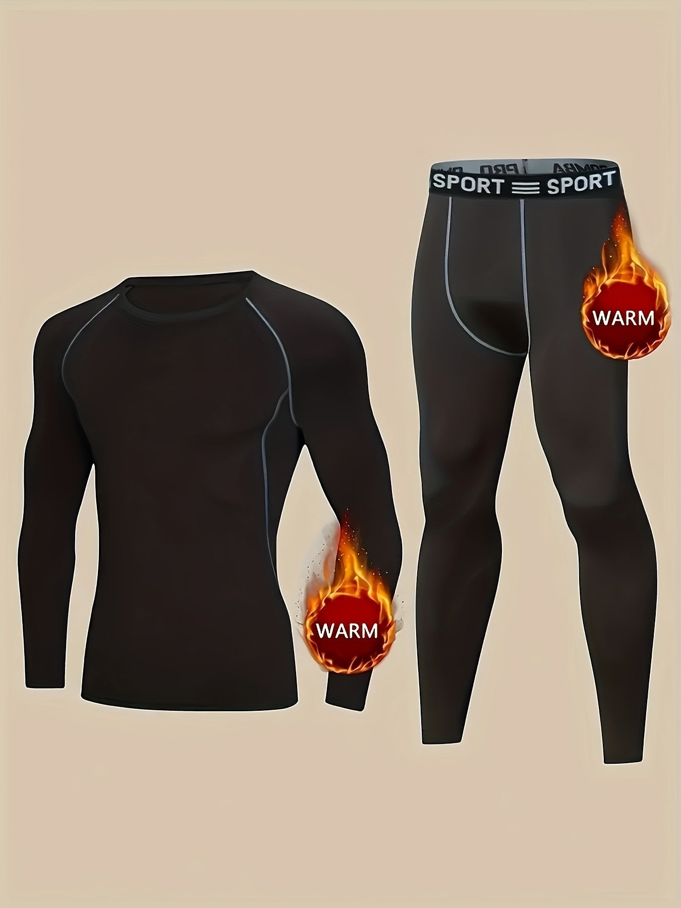Men's Thermal Fleece-Lined Base Layer Set for Winter Outdoors