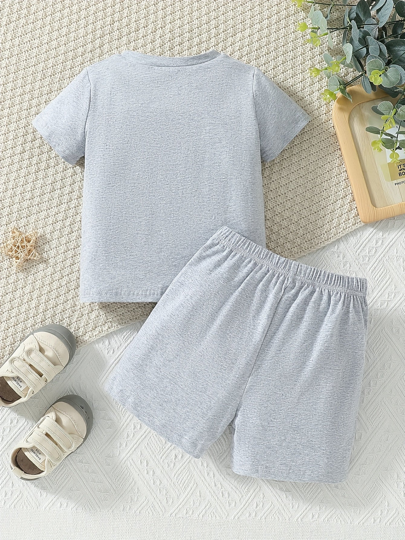 Boys' Casual Cotton Summer Outfit Set with Alphabet Print
