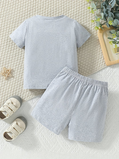 Boys' Casual Cotton Summer Outfit Set with Alphabet Print