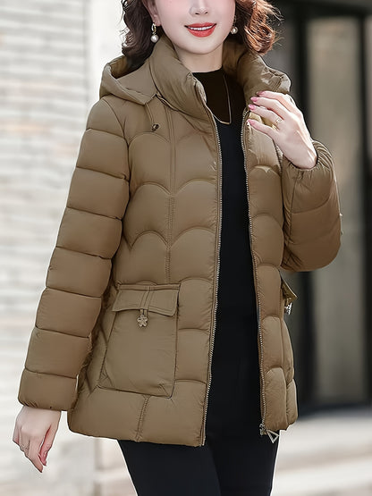 Women'S Elegant Winter Coat - Lightweight Thermal Jacket with Full-Zip Front, Long Sleeve Cold Weather Outerwear for Everyday & Formal Events - All-Season, Machine Washable Women'S Clothing, Ladies Winter Coats, Geometric Pat