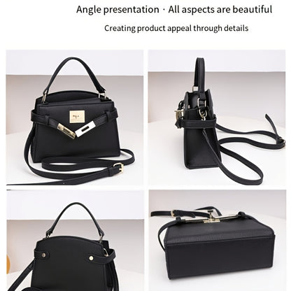 Women’s Solid Color PU Crossbody Bag with Adjustable Strap