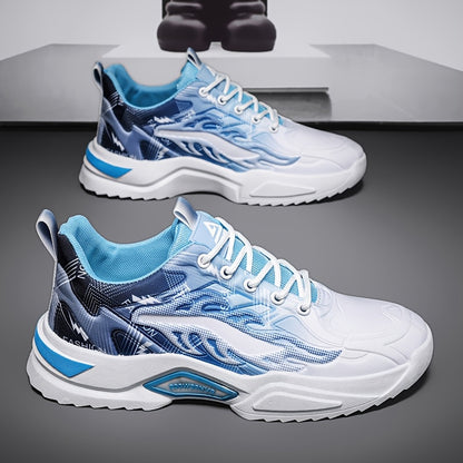 Men's Sneakers - Lightweight Cushioned Platform Sneakers with Lace-Up Closure, Non-Slip PVC Sole - Breathable Gym, Running, Casual Shoes in Grey/Black colorway - for Everyday  Light Hiking, Gym Shoes