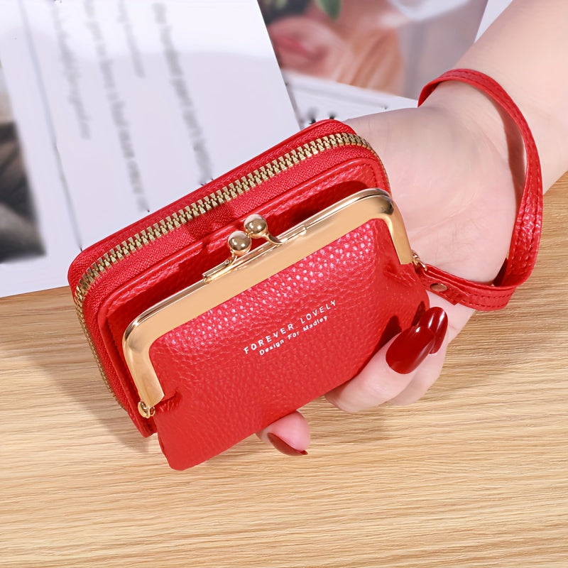 Small Credit Card Bag For Women, Multi Functional Kiss Lock Wallet, Fashion Zipper Coin Purse