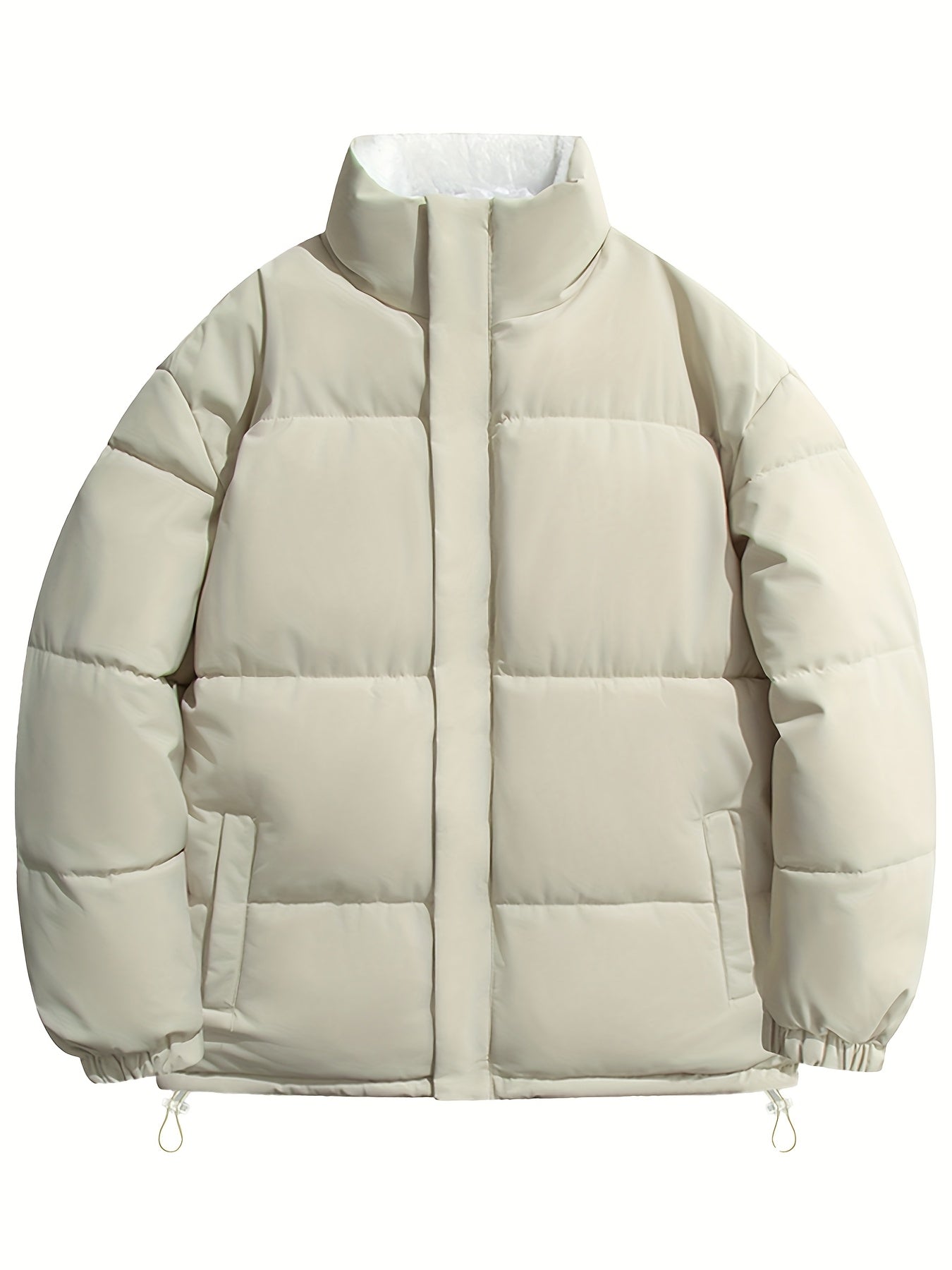 Men's Dual-Sided Insulated Jacket with Full-Zip Closure & Stand Collar - Reversible Winter Coat with Warm Filling, Machine Washable, White & Black Outer Layers, Casual & Formal Outerwear for Skiing, Snowboarding, Everyday Use