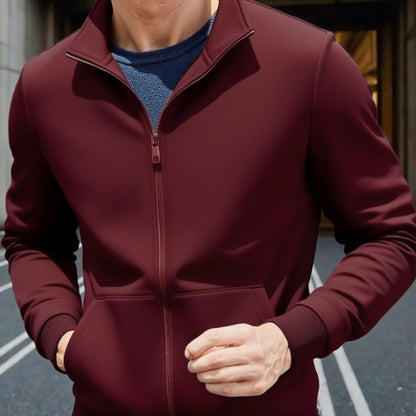 Men'S Lightweight Zip-Up Jacket - Stand Collar Windproof Coat with Full-Zip Closure, Front Pockets - Gym, Hiking, Casual Outerwear - Easy-Care Zipper Jacket for Everyday & Active Lifestyles, Gym Wear, Sleek Design, Durable Co