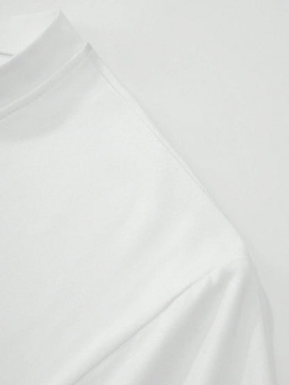 Men's Casual V-Neck T-Shirt with Bold Head Graphic Print - White  Black Contrast Design, Breathable Regular Fit Short Sleeve Tee for Spring Summer Casual Wear, Quality Fabric Shirt