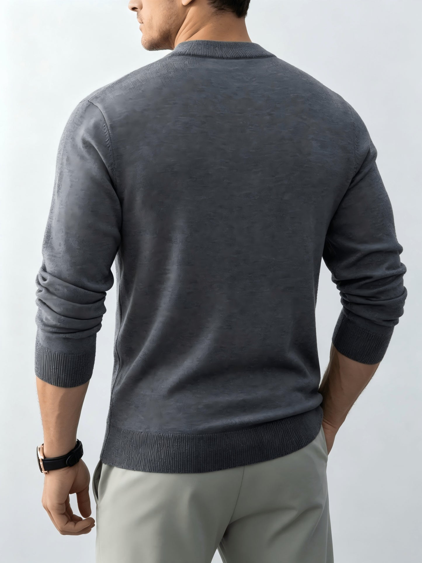 Men's Fall/Winter Half-Zip Stand Collar Knit Pullover Sweater